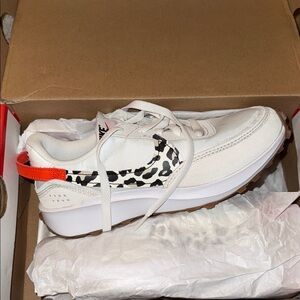 Nike White Sneakers with Leopard and Red Accents